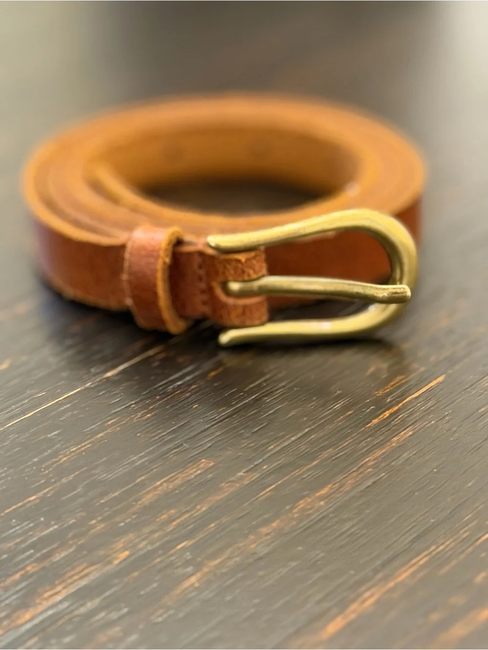 Most Wanted USA Brown Genuine Leather Brass Buckle Belt Size L NWT